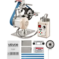 VEVOR Belt Grinder Sander with VFD, 30 x 1-Inch Variable Speed Belt Polisher, 550W Polishing Grinding Machine with 2 Grinding Modes & 3PCS Sanding Belts for Metalworking, Knife Making