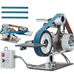 VEVOR Belt Grinder Sander, 30 x 1-Inch Variable Speed Belt Polisher with VFD, 550W Polishing Grinding Machine with 2 Grinding Moulds & 3PCS Sanding Belts for Metalworking, Knife Making