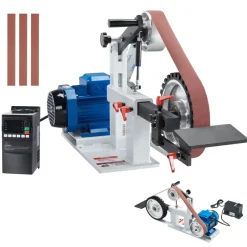 VEVOR Belt Grinder Sander, 72 x 2-Inch Variable Speed Belt Polisher with VFD, 1500W 2HP Polishing Grinding Machine with 3 Grinding Moulds & 3PCS Sanding Belts for Metalworking, Knife Making
