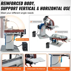 VEVOR Belt Grinder Sander, 72 x 2-Inch Variable Speed Belt Polisher with VFD, 1500W Knife Sharpener with 3 Grinding Moulds & 3PCS Sanding Belts for Metalworking, Compatible with 72"- 82*2" Belts