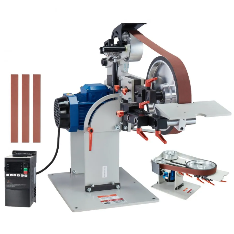 VEVOR Belt Grinder Sander, 72 x 2-Inch Variable Speed Belt Polisher with VFD, 1500W Knife Sharpener with 3 Grinding Moulds & 3PCS Sanding Belts for Metalworking, Compatible with 72"- 82*2" Belts