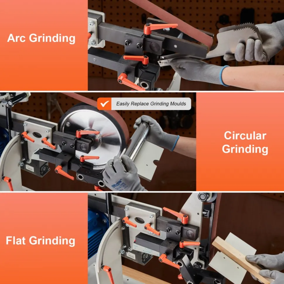 VEVOR Belt Grinder Sander, 72 x 2-Inch Variable Speed Belt Polisher with VFD, 1500W Knife Sharpener with 3 Grinding Moulds & 3PCS Sanding Belts for Metalworking, Compatible with 72"- 82*2" Belts