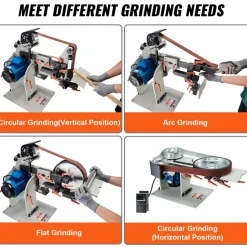 VEVOR Belt Grinder Sander, 72 x 2-Inch Variable Speed Belt Polisher with VFD, 1500W Knife Sharpener with 3 Grinding Moulds & 3PCS Sanding Belts for Metalworking, Compatible with 72