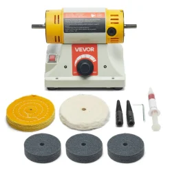 VEVOR Bench Buffer Polisher, 1/2HP Polishing and Buffing Machine, 0 to 8000RPM Benchtop Polisher with 2PCS 4