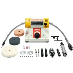VEVOR Bench Buffer Polisher, 1/2HP Polishing Buffing Machine, 0 to 8000RPM Benchtop Polisher Grinder with 4