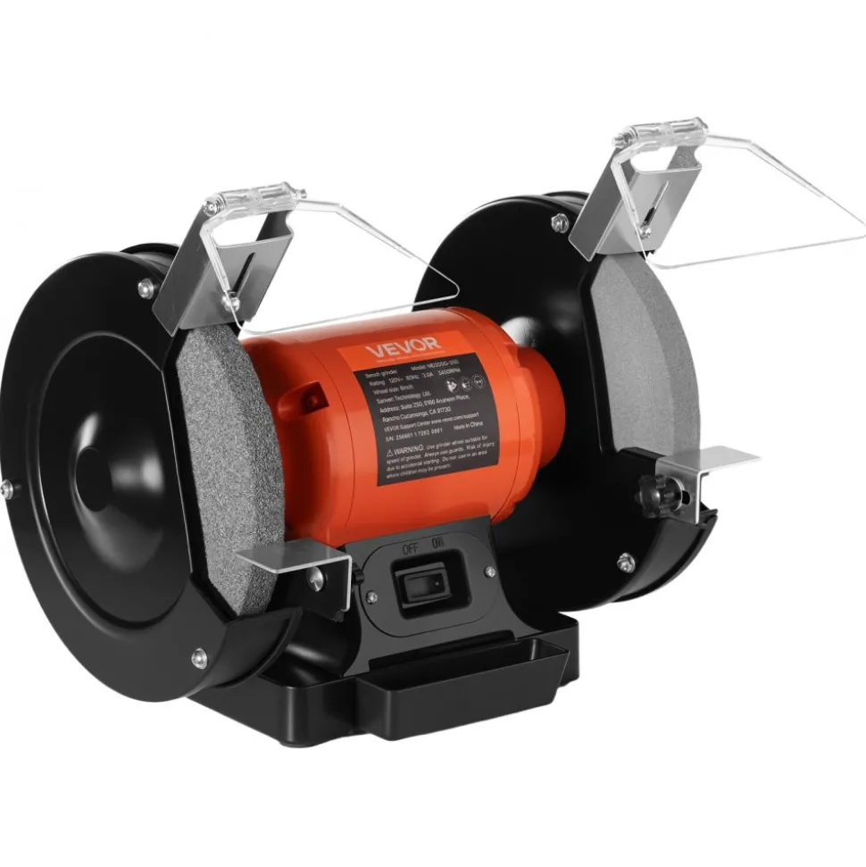 VEVOR Bench Grinder, 8-inch Single Speed Bench Grinder, 3450RPM High-Speed Table Grinders with 350W 3.0A Induction Motor, 36/60-Grit Grinding Wheel & Adjustable Eye Shield for Fast Sharpening Grinding