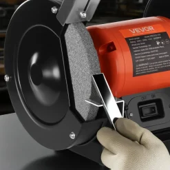 VEVOR Bench Grinder, 8-inch Single Speed Bench Grinder, 3450RPM High-Speed Table Grinders with 550W 4.5A Induction Motor, 36/60-Grit Grinding Wheel & Adjustable Eye Shield for Fast Sharpening Grinding
