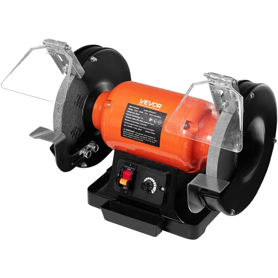 VEVOR Bench Grinder, 8-inch Variable Speed Bench Grinder, 2000-3450RPM Table Grinders with 550W 5.0A Induction Motor, 36/60-Grit Grinding Wheel & Adjustable Eye Shield for Sharpening Grinding