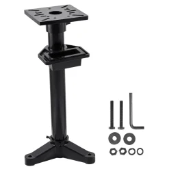 VEVOR Bench Grinder Stand, Heavy-Duty Bench Grinder and Vise Floor Pedestal with 10.6" x 10.6" Mounting Plate, Pre-Cut Mounting Slots & Water Pot, Compatible with Most Bench Grinders