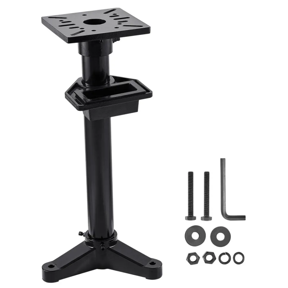 VEVOR Bench Grinder Stand, Heavy-Duty Bench Grinder and Vise Floor Pedestal with 10.6" x 10.6" Mounting Plate, Pre-Cut Mounting Slots & Water Pot, Compatible with Most Bench Grinders