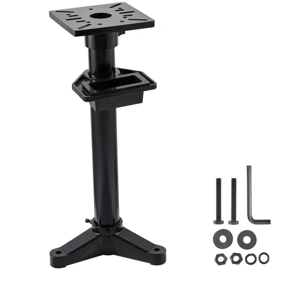 VEVOR Bench Grinder Stand, Heavy-Duty Bench Grinder and Vise Floor Pedestal with 10.6" x 10.6" Mounting Plate, Pre-Cut Mounting Slots & Water Pot, Compatible with Most Bench Grinders