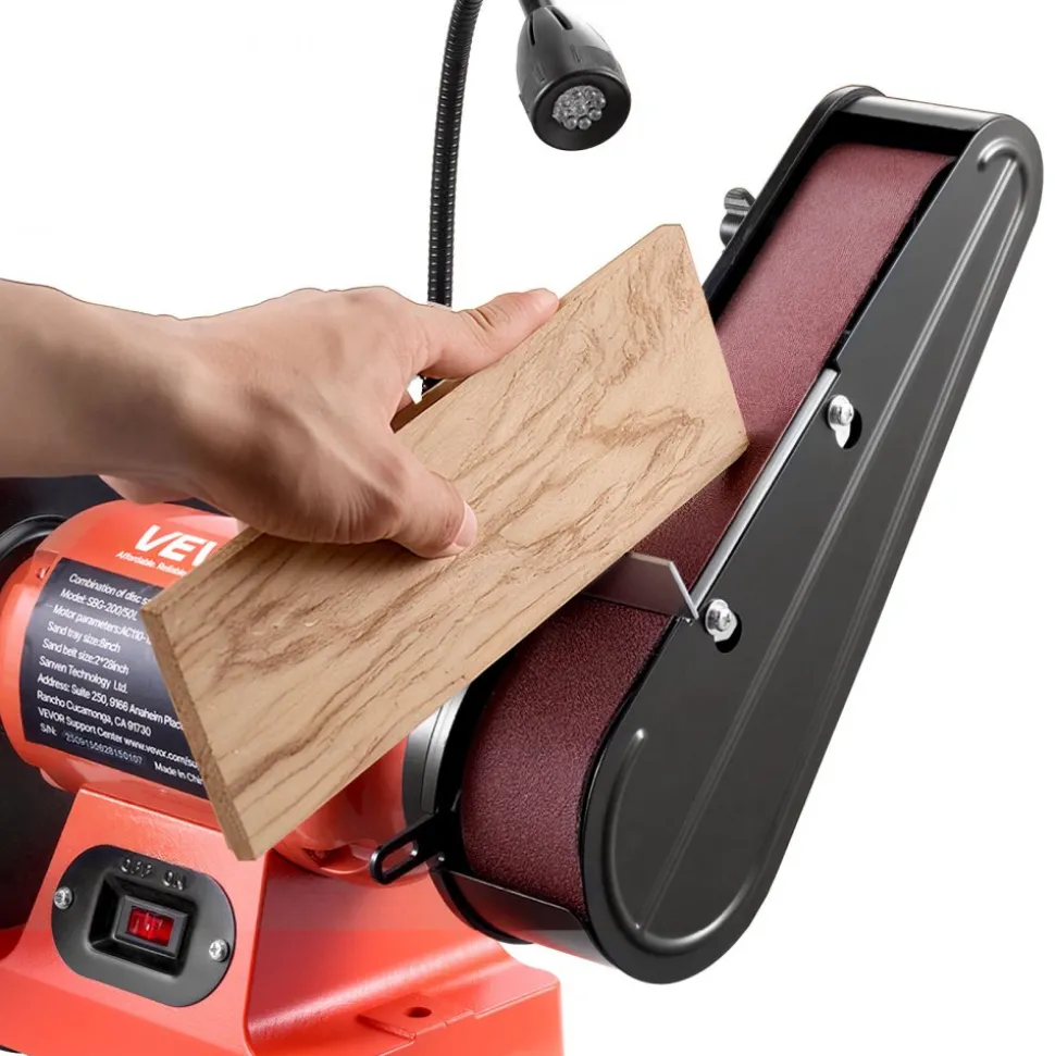 VEVOR 8" Bench Grinder & 2" x 28" Belt Sander Combo, 350W Professional Grinding Sanding Machine with LED Work Light & Protective Eye Shield for Metalworking, Woodworking, Knife Sharpening