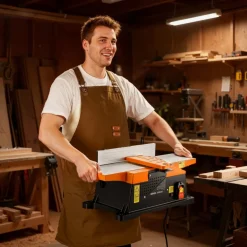 VEVOR Benchtop Jointer, 6 in, 2 HP 12000 RPM Bench Top Wood Jointer, with Straight Cutterhead, 2 HSS Blades, 6 x 23 in Cast Aluminum Table, Up to 1/8 in Depth, Adjustable Fence, for Woodworking DIY