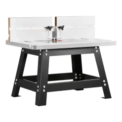 VEVOR Benchtop Router Table, 24 in x 15.7 in, Bench Top Routing Table with Adjustable Fence, MDF Top, Sturdy Metal Base, 2-1/2 in Dust Collection Port, Compatible with Routes & Various Drill Bits