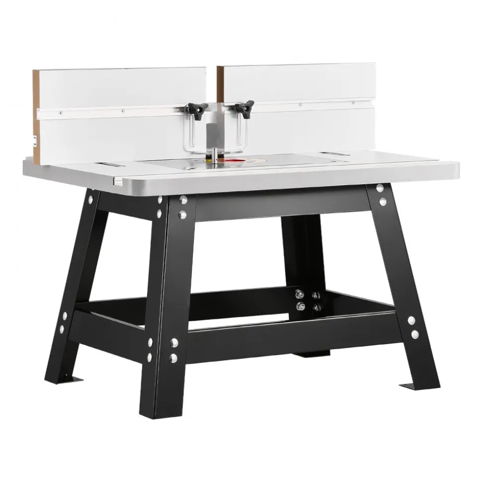 VEVOR Benchtop Router Table, 24 in x 15.7 in, Bench Top Routing Table with Adjustable Fence, MDF Top, Sturdy Metal Base, 2-1/2 in Dust Collection Port, Compatible with Routes & Various Drill Bits
