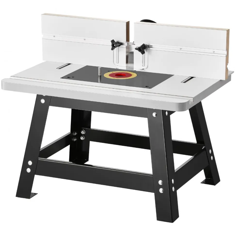 VEVOR Benchtop Router Table, 24 in x 15.7 in, Bench Top Routing Table with Adjustable Fence, MDF Top, Sturdy Metal Base, 2-1/2 in Dust Collection Port, Compatible with Routes & Various Drill Bits