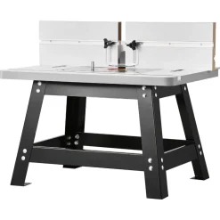 VEVOR Benchtop Router Table, 24 in x 15.7 in, Bench Top Routing Table with Adjustable Fence, MDF Top, Sturdy Metal Base, 2-1/2 in Dust Collection Port, Compatible with Routes & Various Drill Bits