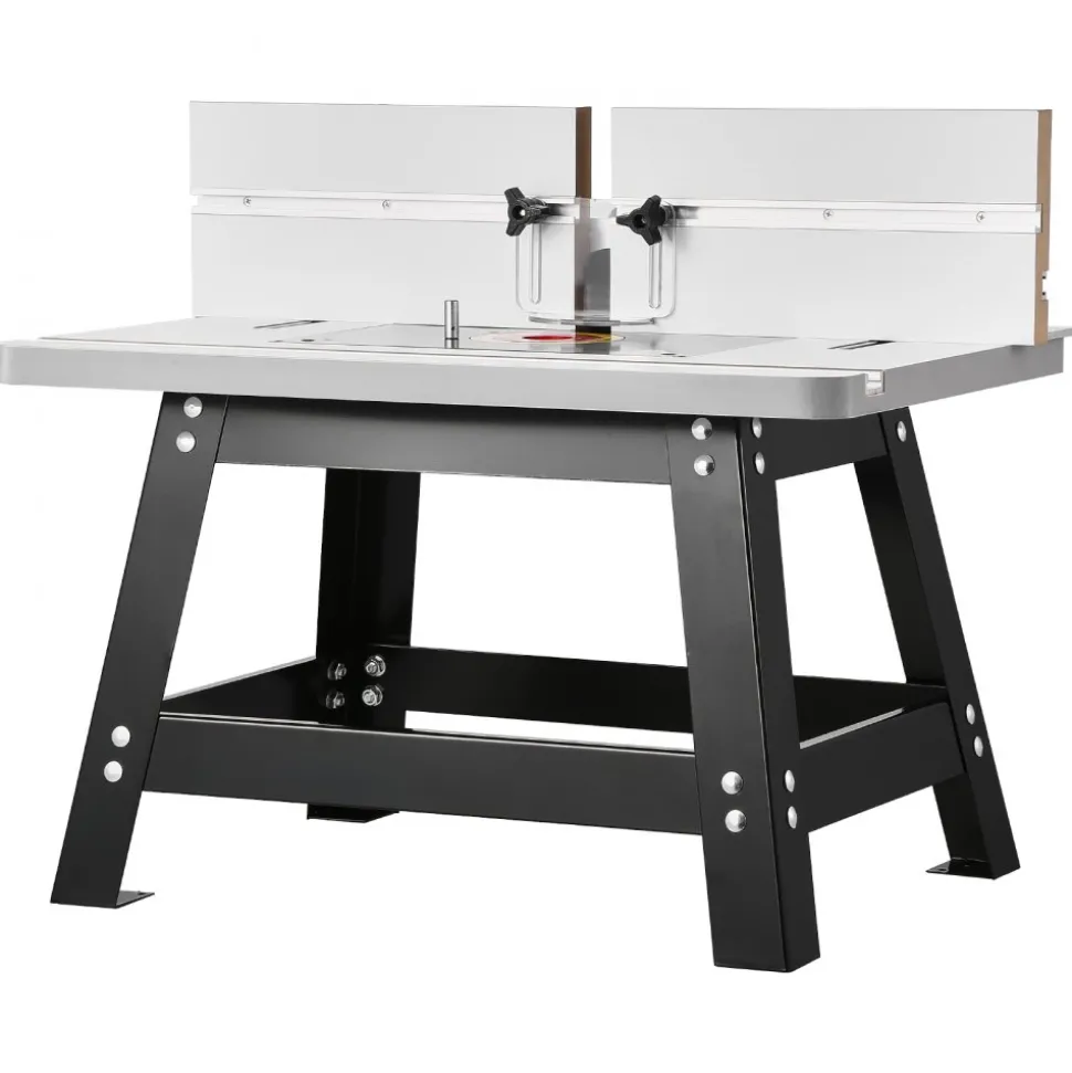 VEVOR Benchtop Router Table, 24 in x 15.7 in, Bench Top Routing Table with Adjustable Fence, MDF Top, Sturdy Metal Base, 2-1/2 in Dust Collection Port, Compatible with Routes & Various Drill Bits