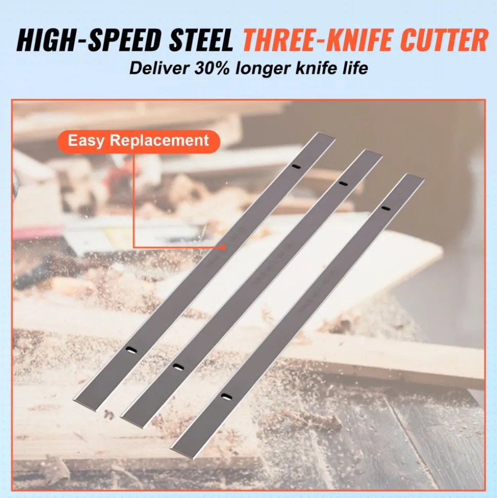 VEVOR Benchtop Thickness Planer, Dual Speed, 13" Wide Table, Equipped with Three Blades, 15-Amp 2000W Motor, Includes 12" Extended Input Table, Designed for Quiet Operation on Various Wood Types