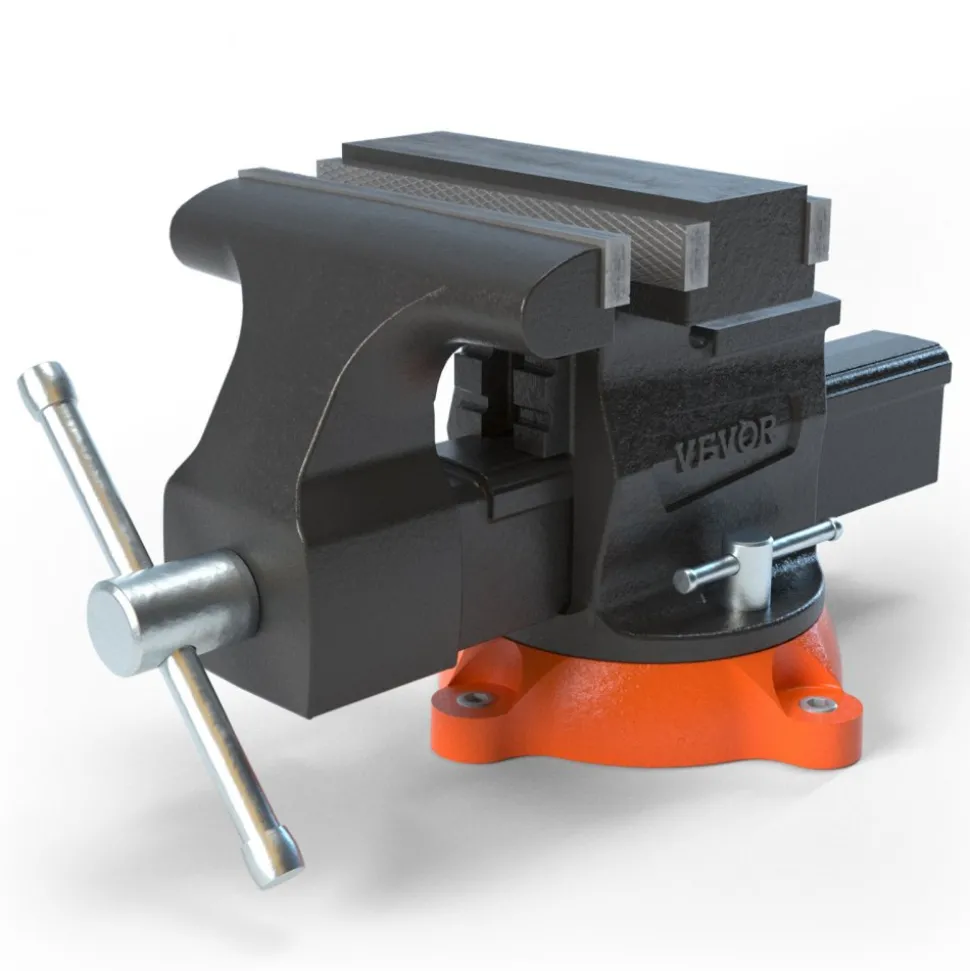 VEVOR Bench Vise, 6.5" Jaw Width 6.5" Forward &9.3" Reverse Opening, 360-Degree Swivel Locking Base Multipurpose Workbench with Anvil, Heavy Duty Ductile Iron with Bolts & Nuts, for Drilling, Pipe Cut