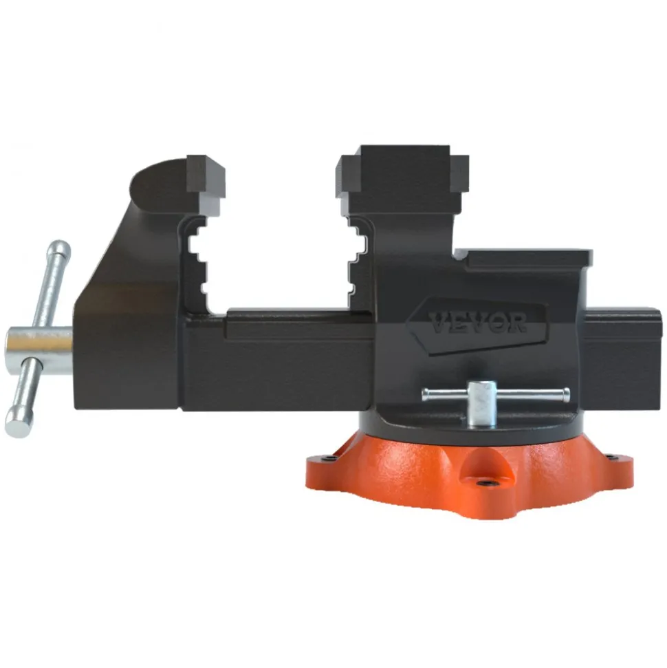 VEVOR Bench Vise, 6.5" Jaw Width 6.5" Forward &9.3" Reverse Opening, 360-Degree Swivel Locking Base Multipurpose Workbench with Anvil, Heavy Duty Ductile Iron with Bolts & Nuts, for Drilling, Pipe Cut