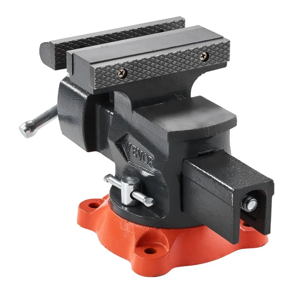VEVOR Bench Vise, 5.5" Jaw Width, 5.5" Max Jaw Opening Multipurpose Vise with 360° Swivel Locking Base, 2.8" Throat Depth, Heavy Duty Ductile Iron Workbench Vise, Two-Way Jaws for Clamping Round Pipes