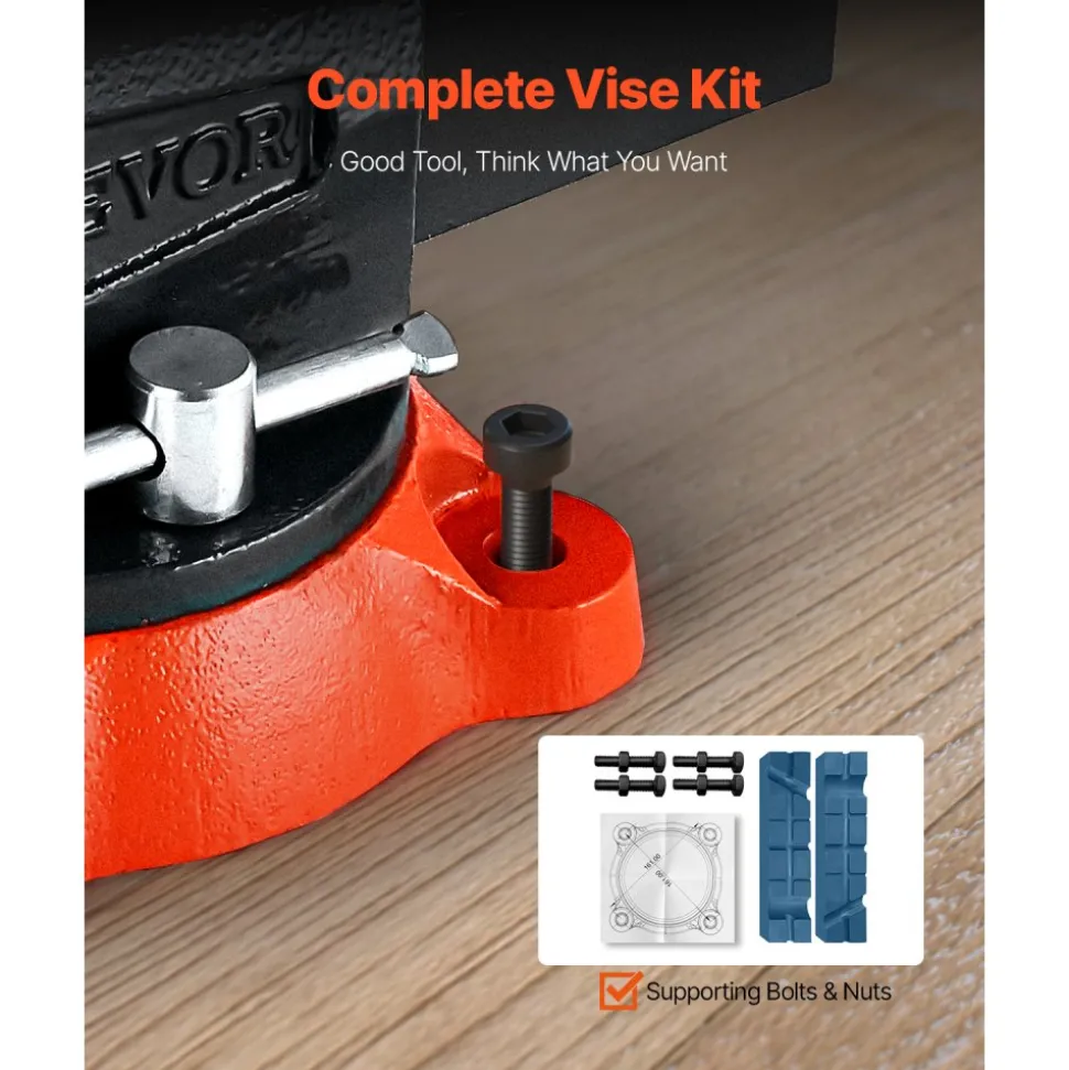 VEVOR Bench Vise, 5.5" Jaw Width, 5.5" Max Jaw Opening Multipurpose Vise with 360° Swivel Locking Base, 2.8" Throat Depth, Heavy Duty Ductile Iron Workbench Vise, Two-Way Jaws for Clamping Round Pipes