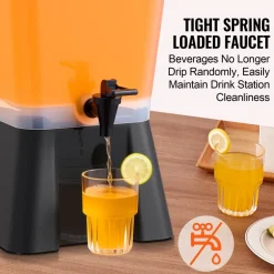 VEVOR Beverage Dispenser, 2.5 Gallon Drink Dispensers for Parties, Glass Juice Dispenser with Metal Stand, Stainless Steel Spigot, Iced Tea Lemonade Juice Water Dispensers for Parties