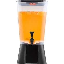 VEVOR Beverage Dispenser, 2.5 Gallon Drink Dispensers for Parties, Glass Juice Dispenser with Metal Stand, Stainless Steel Spigot, Iced Tea Lemonade Juice Water Dispensers for Parties