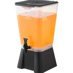 VEVOR Beverage Dispenser, 2.5 Gallon Drink Dispensers for Parties, Glass Juice Dispenser with Metal Stand, Stainless Steel Spigot, Iced Tea Lemonade Juice Water Dispensers for Parties