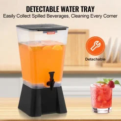 VEVOR Beverage Dispenser, 2.5 Gallon Drink Dispensers for Parties, Glass Juice Dispenser with Metal Stand, Stainless Steel Spigot, Iced Tea Lemonade Juice Water Dispensers for Parties