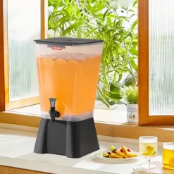 VEVOR Beverage Dispenser, 2.5 Gallon Drink Dispensers for Parties, Glass Juice Dispenser with Metal Stand, Stainless Steel Spigot, Iced Tea Lemonade Juice Water Dispensers for Parties