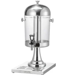 VEVOR Beverage Dispenser, 2.1 Gallon Drink Dispenser for Parties, Stainless Steel + Plastic Juice Dispensers with Spigot Ice Chamber Tray, Iced Tea Lemonade Juice Dispensers, for Restaurants, Hotels