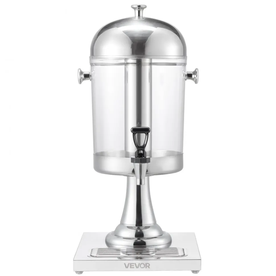 VEVOR Beverage Dispenser, 2.1 Gallon Drink Dispenser for Parties, Stainless Steel + Plastic Juice Dispensers with Spigot Ice Chamber Tray, Iced Tea Lemonade Juice Dispensers, for Restaurants, Hotels