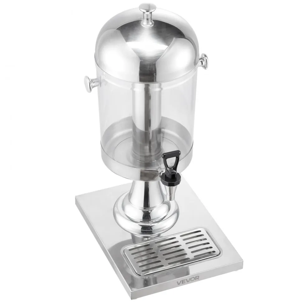VEVOR Beverage Dispenser, 2.1 Gallon Drink Dispenser for Parties, Stainless Steel + Plastic Juice Dispensers with Spigot Ice Chamber Tray, Iced Tea Lemonade Juice Dispensers, for Restaurants, Hotels