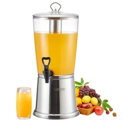 VEVOR Beverage Dispenser, 2.1 Gallon Drink Dispenser for Parties, Stainless Steel + Plastic Juice Dispensers with Spigot Ice Chamber, Iced Tea Lemonade Juice Water Dispensers, for Restaurants, Hotels