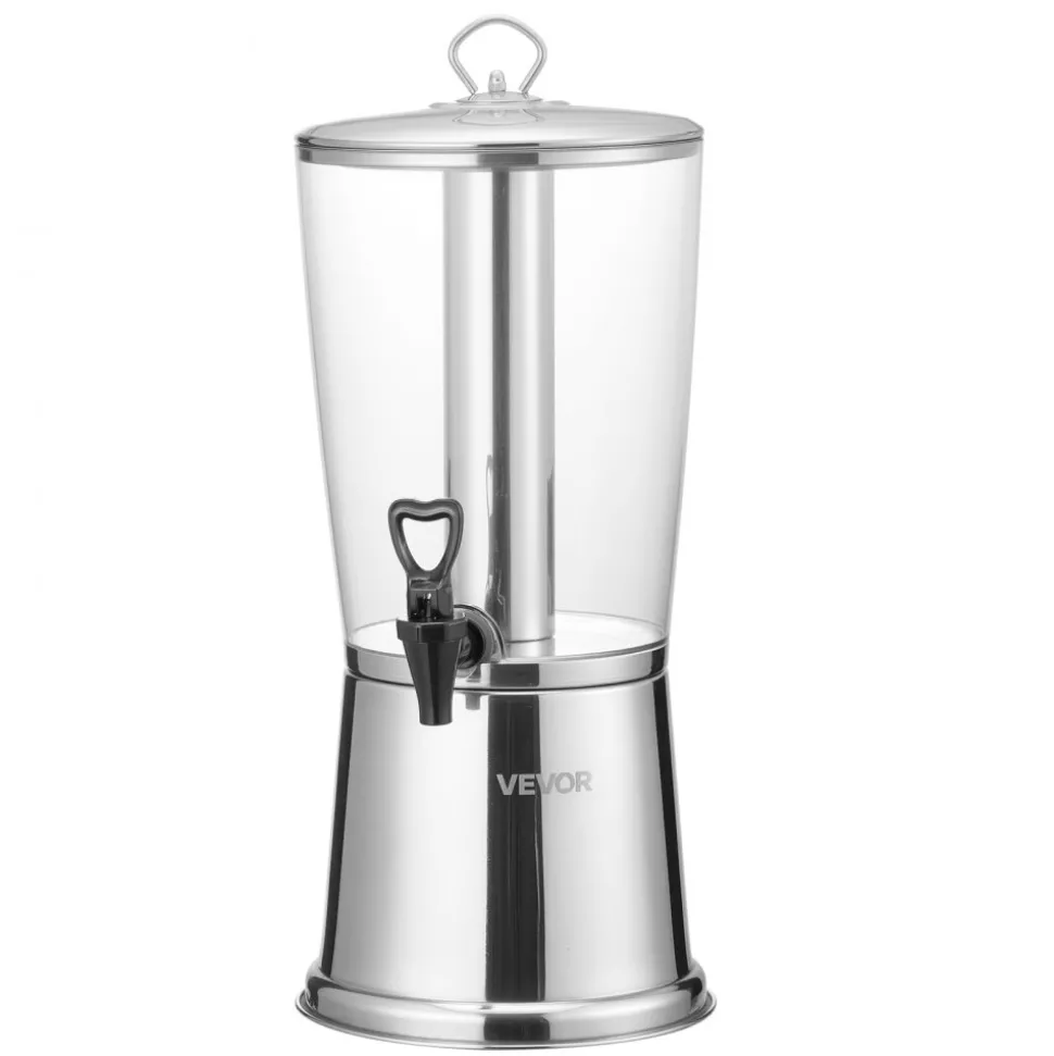 VEVOR Beverage Dispenser, 2.1 Gallon Drink Dispenser for Parties, Stainless Steel + Plastic Juice Dispensers with Spigot Ice Chamber, Iced Tea Lemonade Juice Water Dispensers, for Restaurants, Hotels