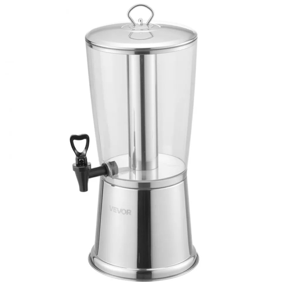 VEVOR Beverage Dispenser, 2.1 Gallon Drink Dispenser for Parties, Stainless Steel + Plastic Juice Dispensers with Spigot Ice Chamber, Iced Tea Lemonade Juice Water Dispensers, for Restaurants, Hotels
