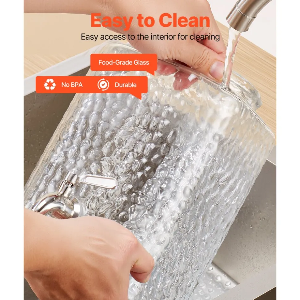 VEVOR Beverage Dispenser, 2 Pack 1.5 Gallon Drink Dispensers for Parties, Glass Juice Dispenser with Metal Stand, Stainless Steel Spigot, Iced Tea Lemonade Juice Water Dispensers for Parties