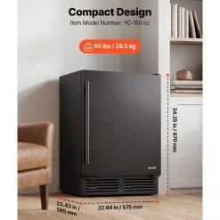 VEVOR Beverage Refrigerator, 24 Inch Under Counter Drink Fridge, Black, Hold 180 Cans, 5.0 Cu. Ft, Built-in / Freestand Cooler, Powerful Quiet Cooling System, 3 Shelves, Home Kitchen & Bar