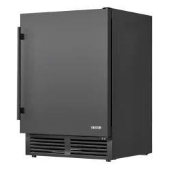 VEVOR Beverage Refrigerator, 24 Inch Under Counter Drink Fridge, Black, Hold 180 Cans, 5.0 Cu. Ft, Built-in / Freestand Cooler, Powerful Quiet Cooling System, 3 Shelves, Home Kitchen & Bar