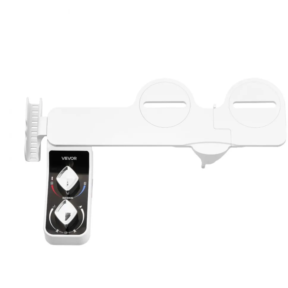 VEVOR Bidet Attachment for Toilet, 0.3" Ultra Thin Bidet Toilet Seat Attachment - Dual Retractable Nozzles, Adjustable Water Pressure, Non-Electric Cold Water Sprayer for Front Rear Water Wash, White