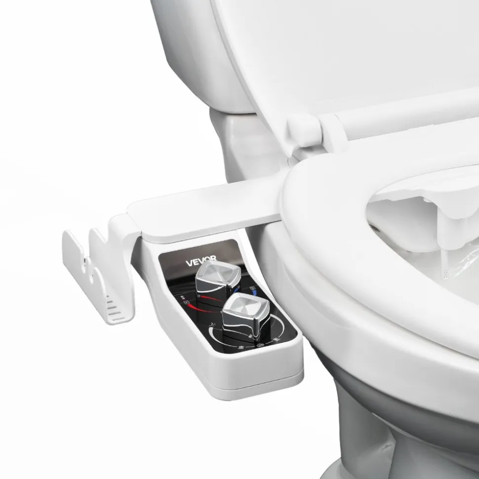 VEVOR Bidet Attachment for Toilet, 0.3" Ultra Thin Bidet Toilet Seat Attachment - Dual Retractable Nozzles, Adjustable Water Pressure, Non-Electric Cold Water Sprayer for Front Rear Water Wash, White