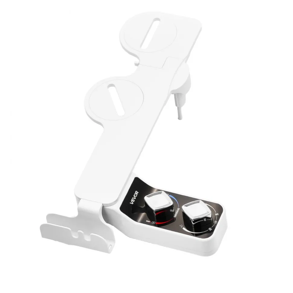 VEVOR Bidet Attachment for Toilet, 0.3" Ultra Thin Bidet Toilet Seat Attachment - Dual Retractable Nozzles, Adjustable Water Pressure, Non-Electric Cold Water Sprayer for Front Rear Water Wash, White