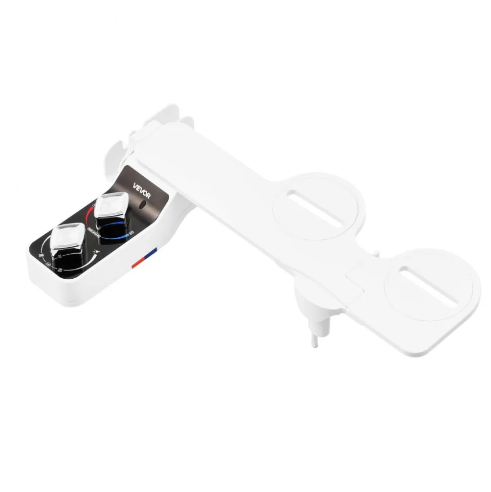 VEVOR Bidet Attachment for Toilet, 0.3" Ultra Thin Bidet Toilet Seat Attachment - Dual Retractable Nozzles, Adjustable Water Pressure, Non-Electric Cold Water Sprayer for Front Rear Water Wash, White