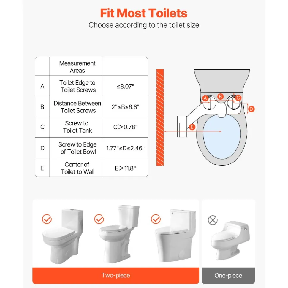 VEVOR Bidet Attachment for Toilet, Non-Electric Bidet Toilet Seat Attachment - Dual Retractable Nozzles, Adjustable Water Pressure, Easily Installed Cold Water Sprayer for Rear Feminine Wash, White