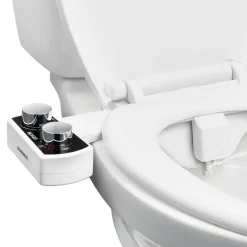 VEVOR Bidet Attachment for Toilet, Non-Electric Bidet Toilet Seat Attachment - Dual Retractable Nozzles, Adjustable Water Pressure, Easily Installed Cold Water Sprayer for Rear Feminine Wash, White