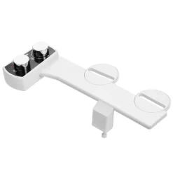 VEVOR Bidet Attachment for Toilet, Non-Electric Bidet Toilet Seat Attachment - Dual Retractable Nozzles, Adjustable Water Pressure, Easily Installed Cold Water Sprayer for Rear Feminine Wash, White