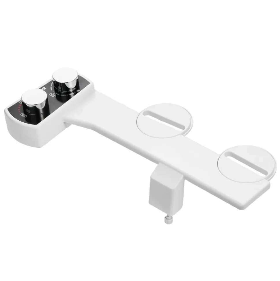 VEVOR Bidet Attachment for Toilet, Non-Electric Bidet Toilet Seat Attachment - Dual Retractable Nozzles, Adjustable Water Pressure, Easily Installed Cold Water Sprayer for Rear Feminine Wash, White