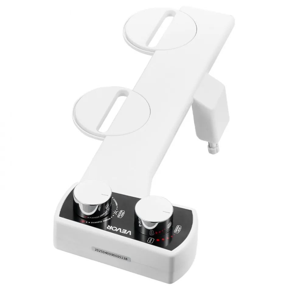 VEVOR Bidet Attachment for Toilet, Non-Electric Bidet Toilet Seat Attachment - Dual Retractable Nozzles, Adjustable Water Pressure, Easily Installed Cold Water Sprayer for Rear Feminine Wash, White